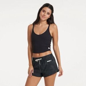 Vuori Black Rib Crop Strappy Crisscross Tank Size S